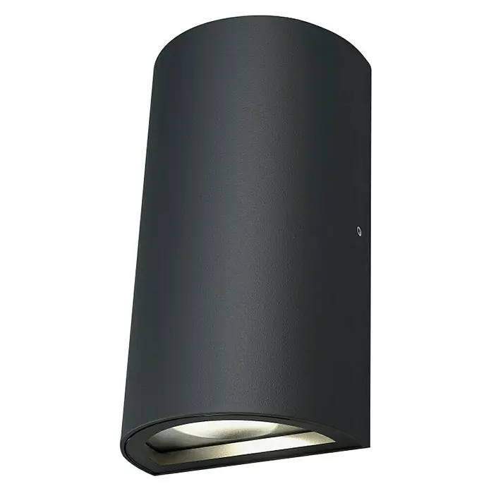 Ledvance LED-Außenwandleuchte Updown - 12 W, 5,5 cm x 9 mm x 16 cm, Anthrazit, IP44 - Eine moderne, zylindrische Wandleuchte in Schwarz, die ein warmes Licht ausstrahlt und sich ideal für den Außenbereich eignet.