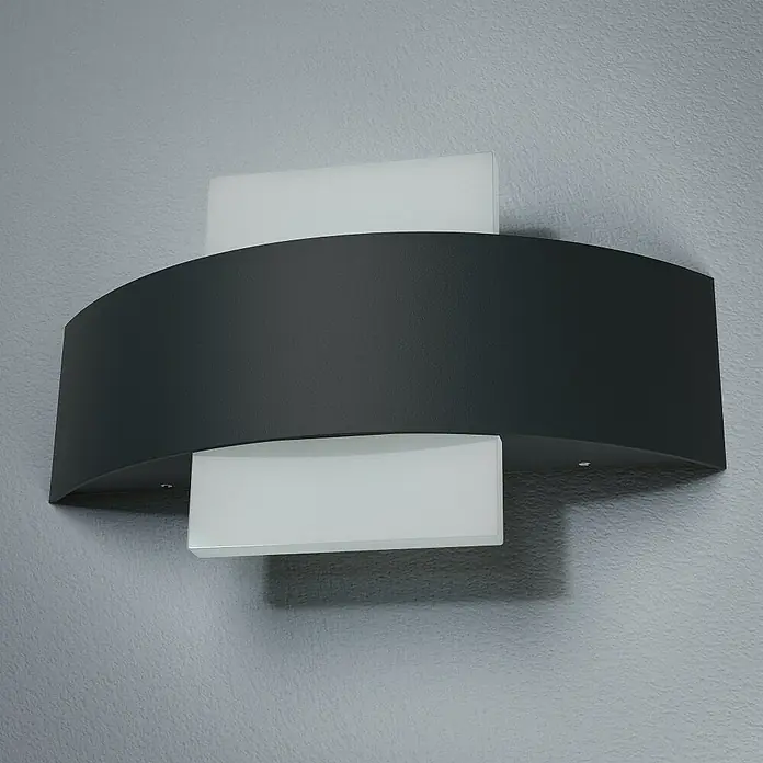 Ledvance LED-Außenwandleuchte Shield square - 11 W, 6 x 24 x 14,2 cm, Dunkelgrau, IP44, Square - Moderne Wandleuchte mit geschwungenem, anthrazitfarbenem Rahmen und zwei rechteckigen, weißen Lichtelementen für indirekte Beleuchtung.