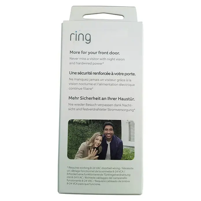 Ring Türklingel mit Kamera Video Doorbell Wired - Bronze, 1.920 x 1.080 Pixel (Full HD), 2,24 x 4,57 x 10,1 cm, Smarte Steuerung: Ring App - Ring Türklingelverpackung mit Hinweisen zu Nachtsicht, Stromversorgung und erforderlicher Verkabelung für eine verstärkte Haustürsicherheit.