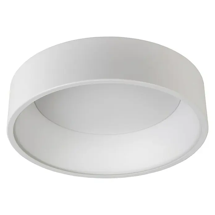 Lucide Talowe LED-Deckenleuchte rund - 30 W, Ø x H: 450 mm x 13 cm, Weiß, Warmweiß - Nahaufnahme einer runden, weißen Deckenleuchte. Das moderne Design sorgt für eine elegante Beleuchtung.