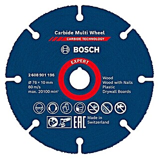 Bosch Expert Disco de corte de carburo Carbide Multi Wheel (Diámetro: 76 mm)