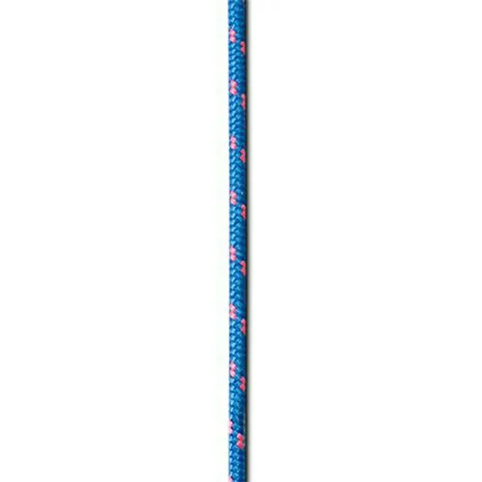 Seilflechter Cuerda de amarre a metros - Diámetro: 5 mm, Poliéster, Azul/Rojo - Una cuerda azul con detalles rosas, ideal para escalar u otras actividades al aire libre.