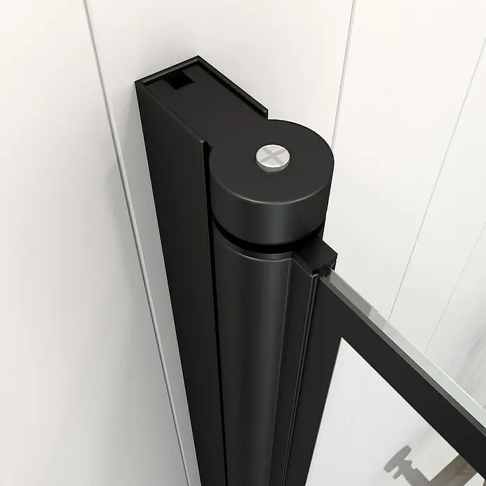 Aurlane Mampara para bañera Bricks - An x Al: 75 x 125 cm, 1 ud., Negro - Primer plano de un accesorio negro para mampara de ducha, combinando funcionalidad y diseño moderno.