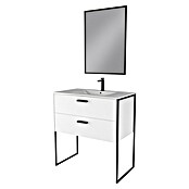 Aurlane Conjunto de mueble de baño Edge Blanc (Ancho: 80 cm, Blanco/Negro) | BAUHAUS