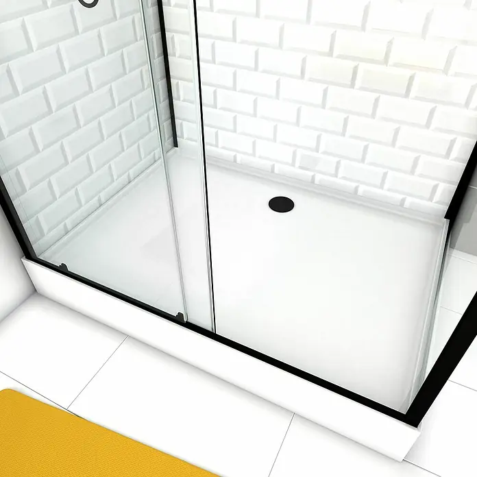 Aurlane Komplettdusche Metro 110 - 80 x 110 x 230 cm, Weiß/Schwarz/Silber - Modernes Badezimmer mit einer stilvollen Duschkabine, die durch ihr klares Design und die hochwertige Verarbeitung besticht.