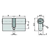 Basi Profilzylinder BM mit N+G (Baulänge innen: 55 mm, Baulänge außen: 55 mm, Material Zylinder: Messing, Bohrmuldenschlüssel, Mit Not- & Gefahrenfunktion) | BAUHAUS