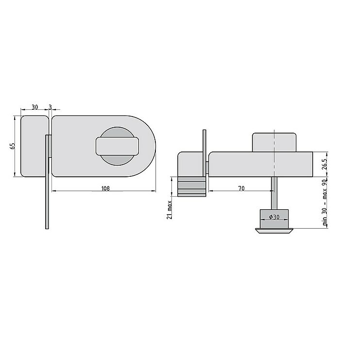 Basi Türzusatzschloss KS500RBraun, DIN Anschlag: Universell einsetzbar, Dornmaß: 70 mm, Sperrbügel Sketch