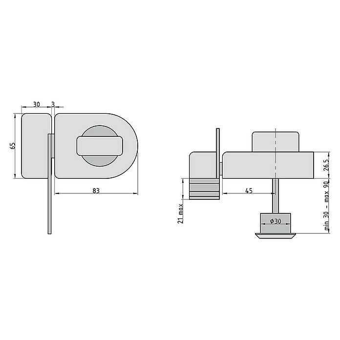 Basi Türzusatzschloss KS500RSilber, DIN Anschlag: Universell einsetzbar, Dornmaß: 45 mm, Sperrbügel Sketch