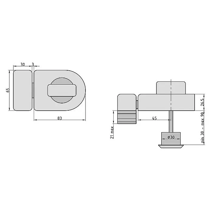 Basi Türzusatzschloss KS500REdelstahl, DIN Anschlag: Universell einsetzbar, Dornmaß: 45 mm