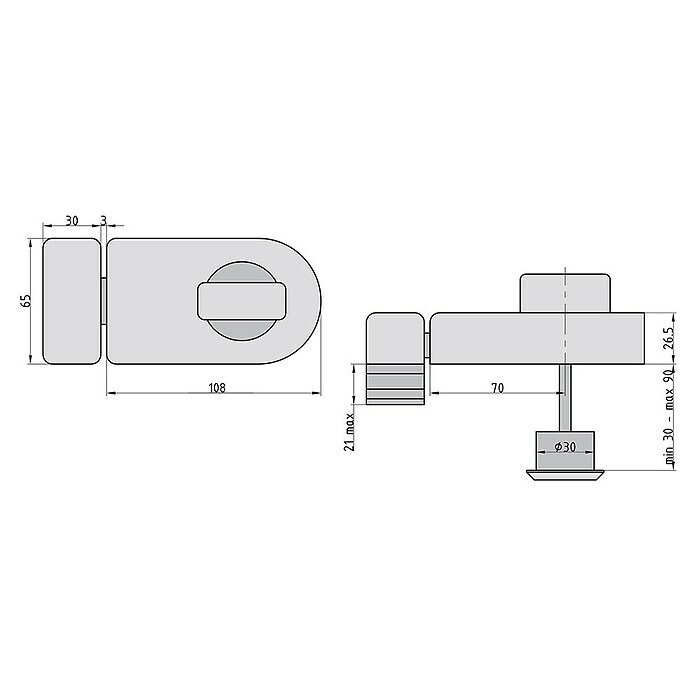 Basi Türzusatzschloss KS500RBraun, DIN Anschlag: Universell einsetzbar, Dornmaß: 70 mm Sketch