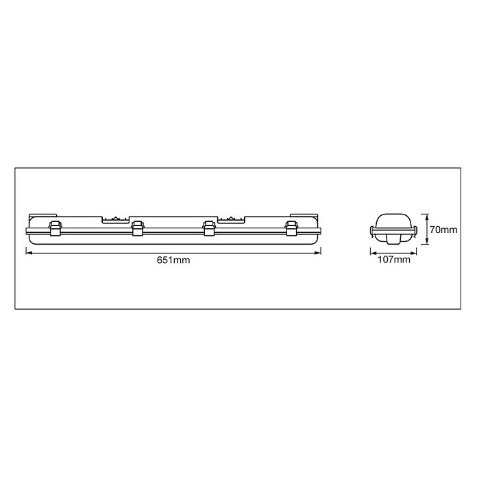 Ledvance LED-Feuchtraum-Lichtleiste Submarine2 x 6 W, Länge: 60 cm, Neutralweiß, IP65 Sketch