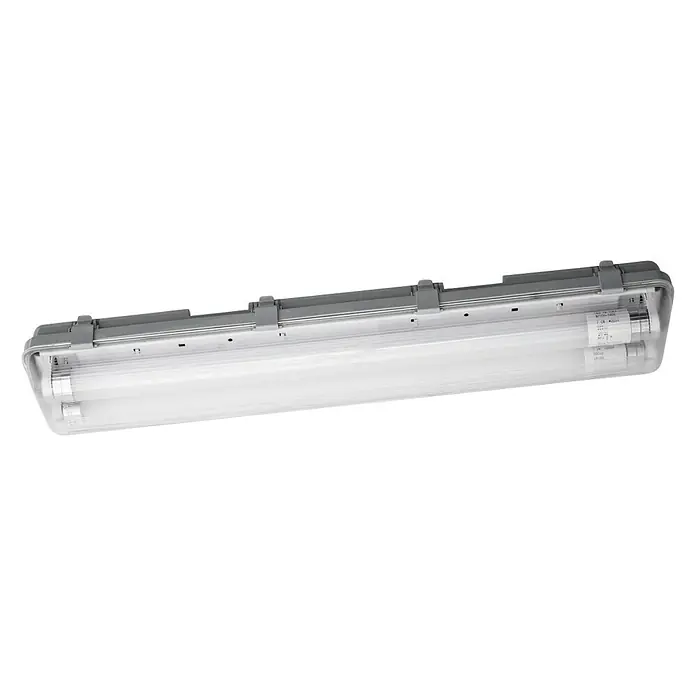 Ledvance LED-Feuchtraumlichtleiste Submarine - Länge: 60 cm, Lichtfarbe: Neutralweiß, 12 W, IP65 - Eine graue Feuchtraumleuchte mit zwei Neonröhren, ideal für Keller und Garagen, bietet zuverlässige Beleuchtung in anspruchsvollen Umgebungen.
