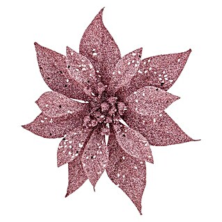 Dekoblüten Weihnachtsstern mit Clip (Rosa, Kunststoff, Blume, Durchmesser: 18 cm)