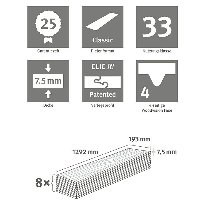 Egger Home Designboden GreenTec Sereda Eiche1.292 x 246 x 7,5 mm, Landhausdiele Sketch