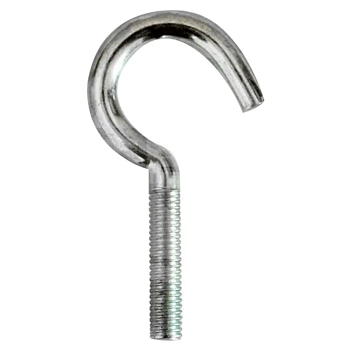 Stema Schraubhaken - 4 Stk. - Nahaufnahme eines silbernen Schraubhaken mit Gewinde, ideal für Befestigungen und Aufhängungen im Innen- und Außenbereich.