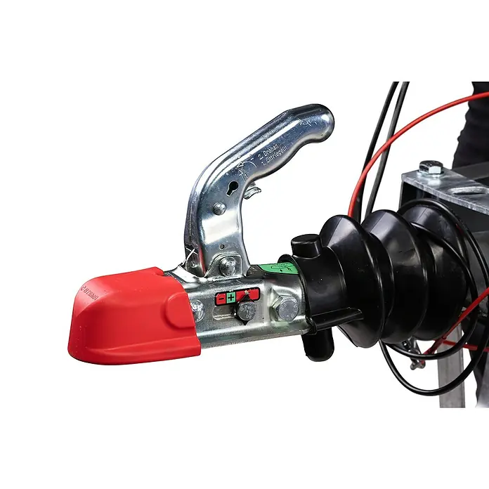 Stema Kupplungsschutzkappe Red Nose - Passend für: Anhänger mit KNOTT-Kupplung, Material: Aluminium - Anhängerkupplung mit roter Schutzkappe und schwarzem Faltenbalg für sicheres Ziehen und Dämpfen.
