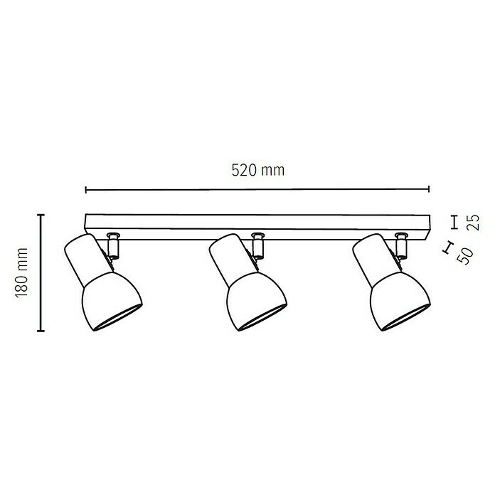 Spotlight Deckenleuchte180 W, L x B x H: 52 x 9 x 18 cm, Eiche, E27 Sketch