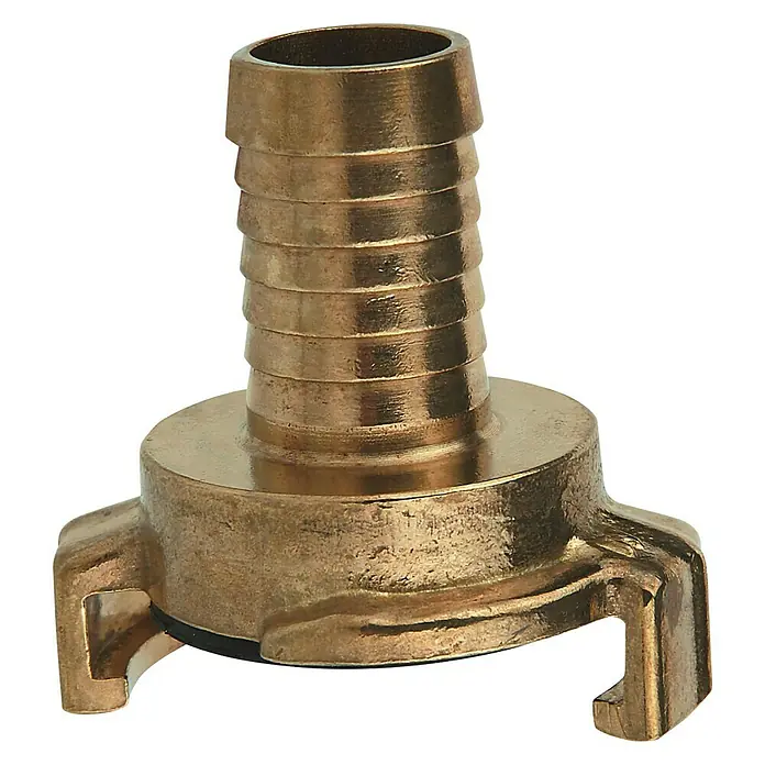 Schlauchkupplung - Gewinde: ¾″, Größe Anschluss: ½″ - Messing-Schlauchtülle mit Bajonettverschluss. Das Metallstück ermöglicht die Verbindung eines Schlauchs mit anderen Armaturen.