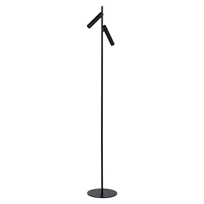 Lucide Stehleuchte Philon - Höhe: 140 cm, Schwarz, Anzahl Leuchtmittel: 2 Stk. - Moderne, mattschwarze Stehlampe mit zwei flexiblen Leuchtenarmen für gezieltes Licht. Ideal für Wohn- und Arbeitsbereiche.