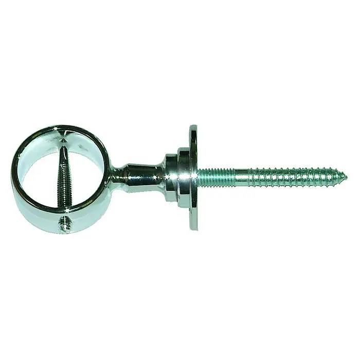 Seilflechter Soporte de pasamanos - Diámetro: 30 mm, Latón, Cromado, Plata - Un soporte de barra de cortina cromado con un tornillo para montaje en pared, ideal para la fijación segura de cortinas.