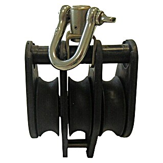 Seilflechter Motón (10 mm, 3 ruedas, Con grillete giratorio, Cojinete de bolas, Enganche de escota)