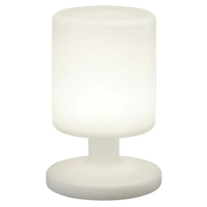 Trio Lighting Lámpara decorativa solar Barbados - 1,5 W, L x An x Al: 17 x 17 x 25,5 cm, Blanco, IP44 - Lámpara de mesa blanca con pantalla cilíndrica y base redonda, perfecta para iluminación ambiental en cualquier espacio.