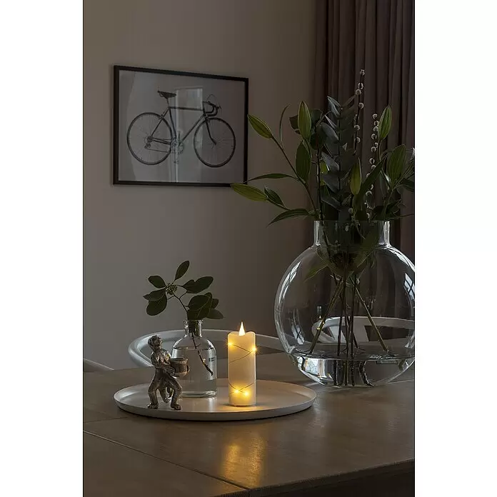 Konstsmide LED-Echtwachskerze - Ø x H: 5 x 12,7 cm, Creme - Stimmungsaufnahme