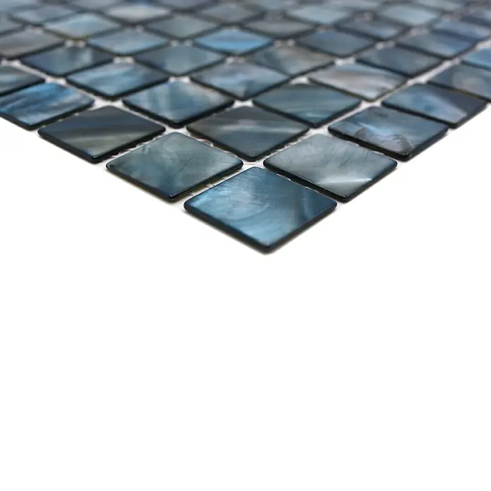 Mosaikfliese Quadrat Mix SM 2582 - 30 x 30 cm, Blau/Grau, Glänzend - Quadratische Mosaikfliesen in einem schimmernden Blauton. Ideal für stilvolle Wand- und Bodengestaltungen, die Ihrem Zuhause eine besondere Note verleihen.