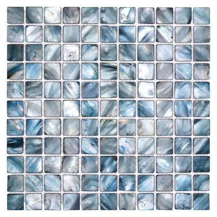 Mozaïektegel (30 x 30 cm, Blauw/grijs, Glanzend)