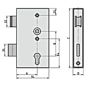 Basi Einsteckschloss SK 990 (Stulpbreite: 40 mm) | BAUHAUS