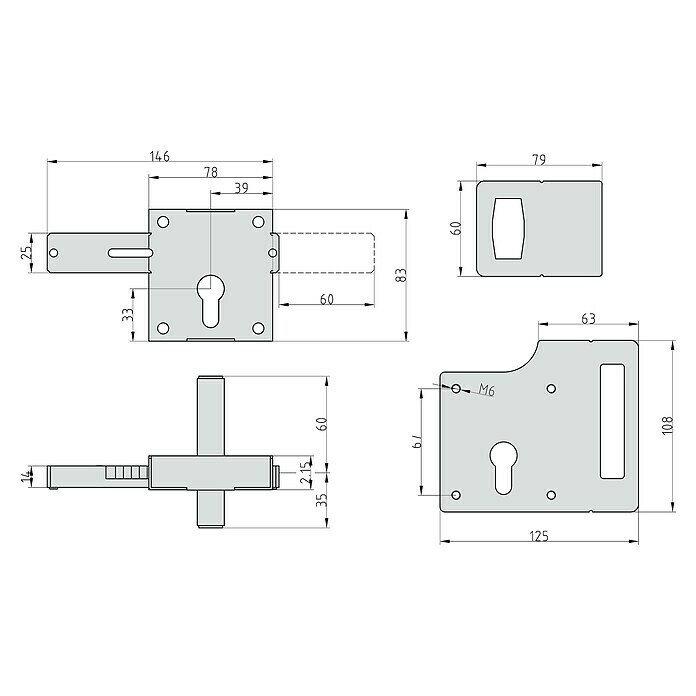 Aufschraub-Riegelschloss ATS 80 (Dornmaß: 39 mm, Passend für: Metalltore) | BAUHAUS