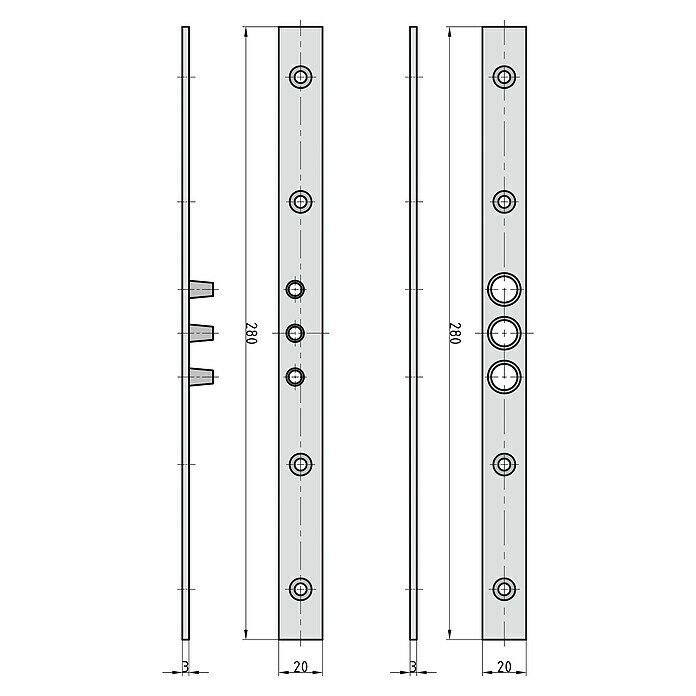 Basi Scharnierseitensicherung BS 280 (L x B: 280 x 20 mm, Stahl) | BAUHAUS