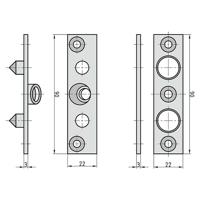 Basi Scharnierseitensicherung BSA 90 (L x B: 90 x 22 mm, Stahl) | BAUHAUS