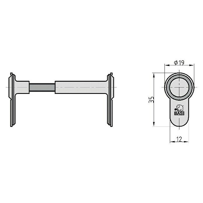 Basi Blindzylinder BZV 100 (Größenverstellbar, Türstärke: 45 mm - 125 mm) | BAUHAUS