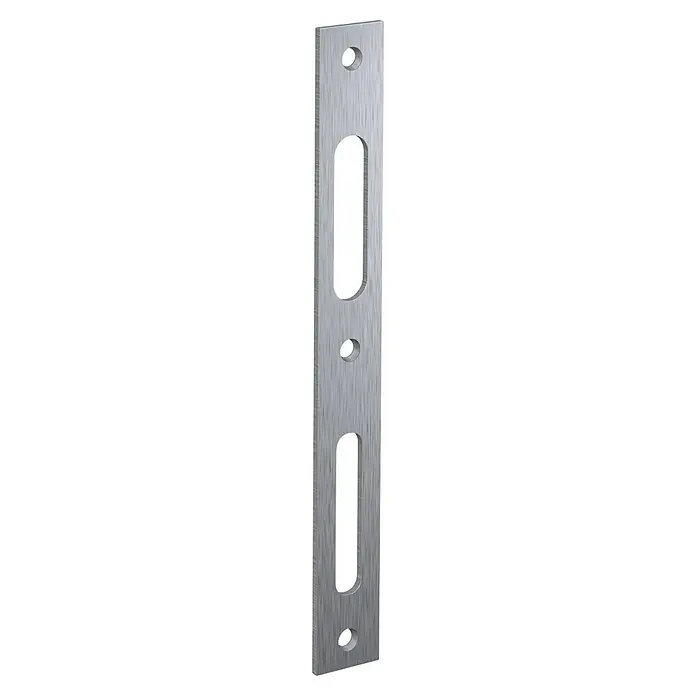 Basi Schließblech FLB 946L x B: 215 x 24 mm, Stahl, Verzinkt - Metallstreifen mit Langlöchern und runden Aussparungen für vielseitige Befestigungslösungen, ideal für Konstruktion und Montage.