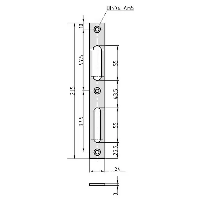 Basi Schließblech FLB 946L x B: 215 x 24 mm, Stahl, Verzinkt