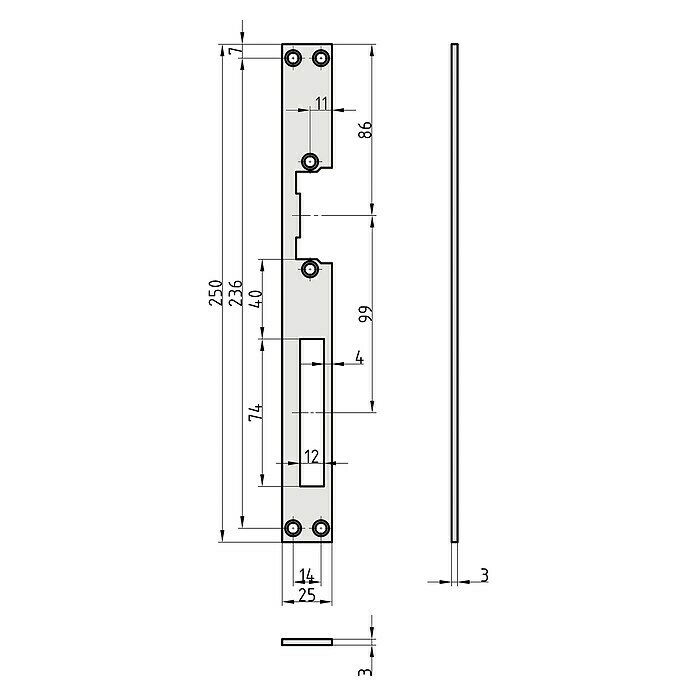 Basi Schließblech FLB 950 (L x B: 250 x 25 mm, DIN Anschlag: Universell einsetzbar) | BAUHAUS