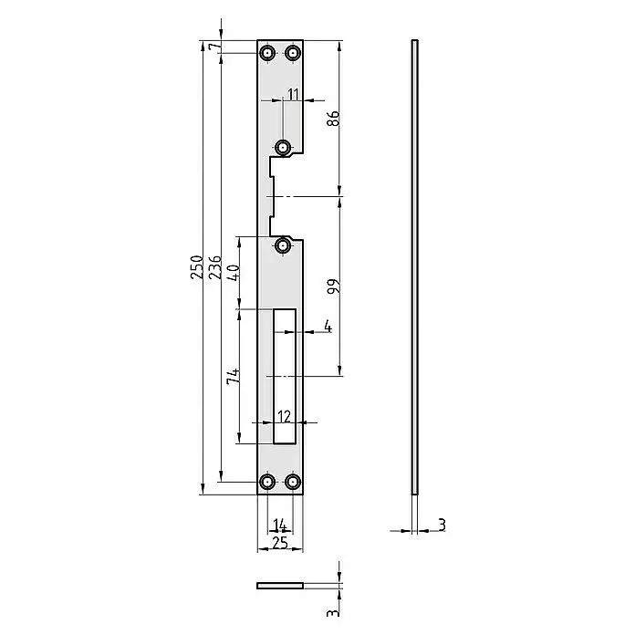 Basi Schließblech FLB 950L x B: 250 x 25 mm, DIN Anschlag: Universell einsetzbar