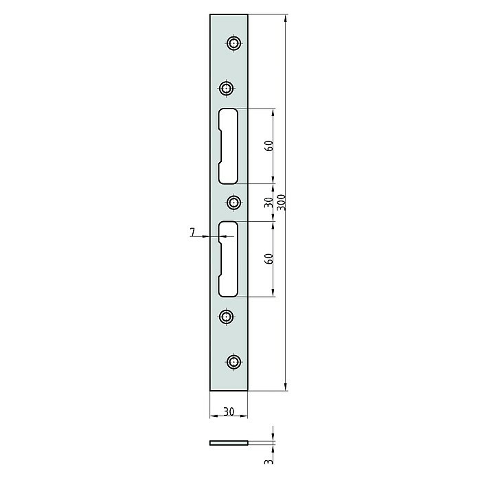 Basi Schließblech FLB 955 (L x B: 300 x 30 mm, DIN Anschlag: Universell einsetzbar) | BAUHAUS