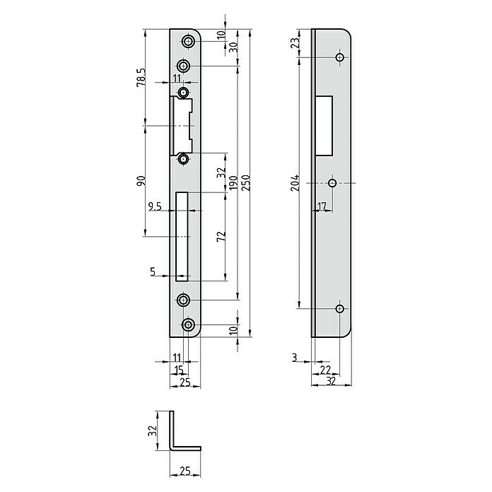 Basi Winkelschließblech WS 950 (DIN Anschlag: DIN-L, L x B: 250 x 25 mm) | BAUHAUS