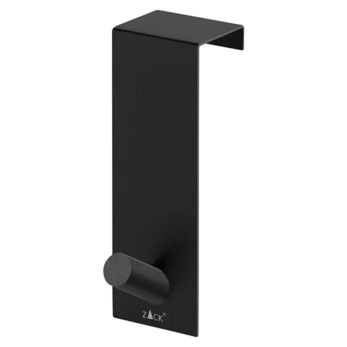 Zack Türhaken Exit - Anzahl Haken: 1 Stk., Edelstahl, Schwarz - Moderne schwarze Türgarderobe von Zack, ideal für stilvolle Aufbewahrung. Das schlichte Design passt perfekt in jedes Badezimmer.