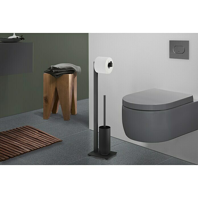 Zack Linea WC-Kombi-Bürstengarnitur (Schwarz, Höhe: 72,5 cm, Stahl) | BAUHAUS