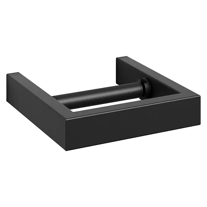 Zack Linea Toilettenpapierhalter - Ohne Deckel, Schwarz, Matt - Schwarzer, moderner Toilettenpapierhalter für die Wandmontage. Der Halter hat ein minimalistisches, rechteckiges Design und eine matte Oberfläche.