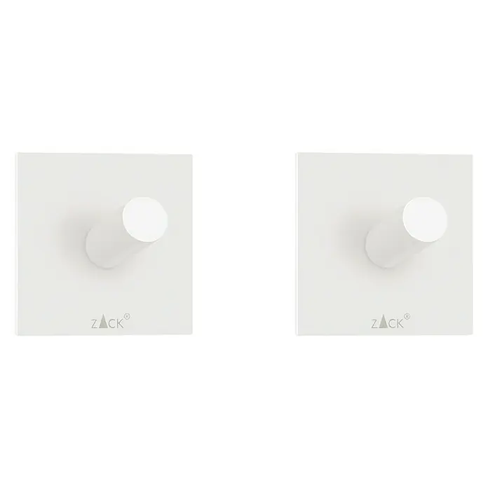 Zack Handtuchhaken - 1 Stk., Weiß, Eckig - Zwei weiße ZACK Wandhaken. Praktische und moderne Badaccessoires für Handtücher oder Kleidung. Perfekt für ein stilvolles Badezimmer.