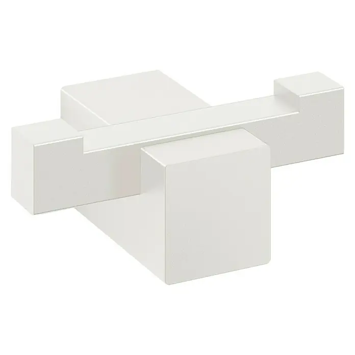 Zack Carvo Doppelhaken - Weiß, Matt - Dieses Bild zeigt einen modernen, weißen Wandhaken. Der Haken besteht aus mehreren kubischen Elementen und hat ein minimalistisches Design.