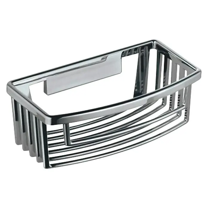 Keuco Duschkorb - 11,4 x 20 x 7 cm, Chrom, Verchromt - Abgebildete ist ein glänzender Duschkorb aus Metall zur praktischen Aufbewahrung von Badutensilien in der Dusche. Das Design ist schlicht und modern.