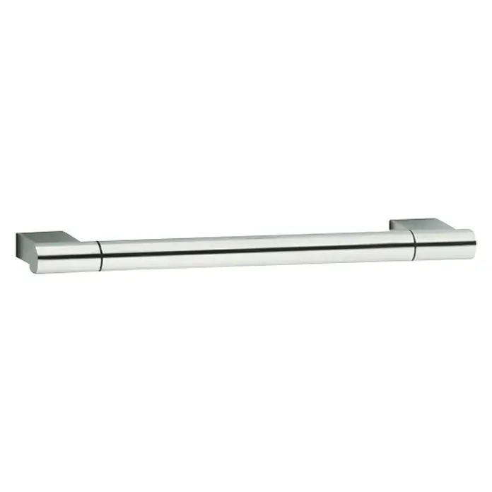 Keuco Plan Haltegriff - Breite: 35,1 cm, Chrom, Glänzend - Nahaufnahme eines silberfarbenen Handtuchhalters. Das schlichte Design und das glänzende Finish machen ihn zu einem modernen Badaccessoire.