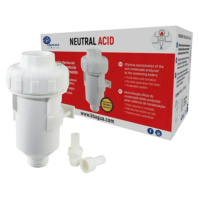 Bb agua Filtro de agua Neutral Acid - Apto para: Calderas - Imagen del producto de un neutralizador de ácido neutro de BBagua para la neutralización eficaz del condensado.