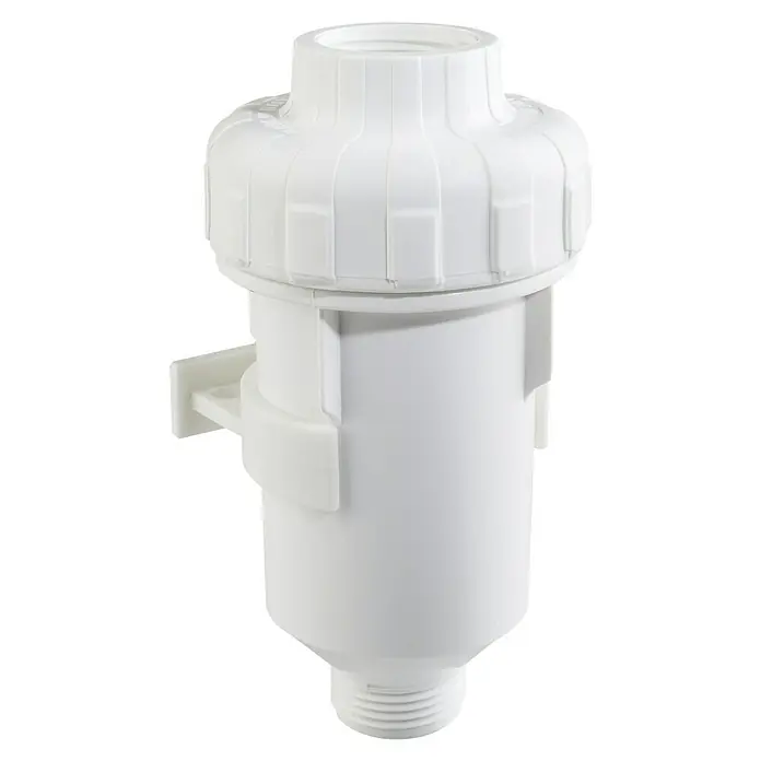 Bb agua Filtro de agua Neutral Acid - Apto para: Calderas - En la imagen, un separador de agua de PVC blanco con tapón moleteado y conexión roscada para fontanería.