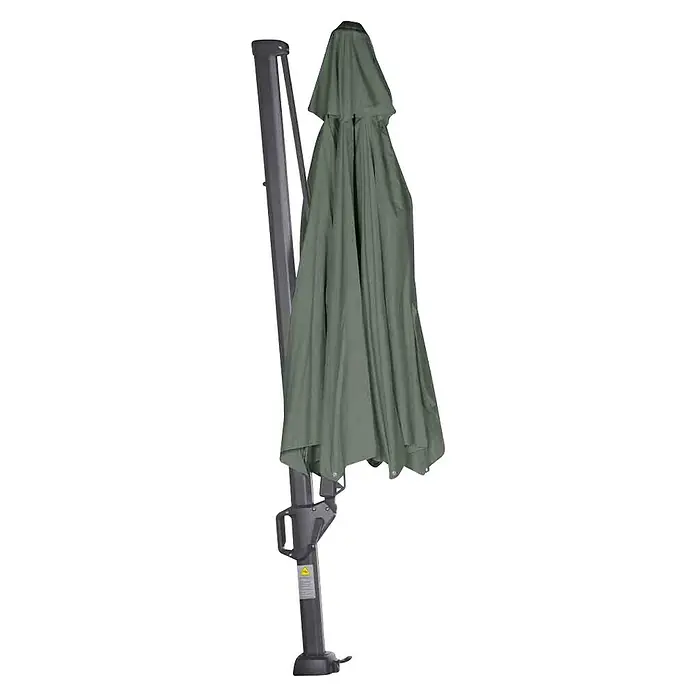 Siena Garden Ampelschirm Sunset N+ - Olive, Bespannungsmaß (L x B): 350 x 350 cm - Geschlossener, grauer Sonnenschirm mit seitlichem Mast, ideal für Schatten und UV-Schutz im Garten oder auf der Terrasse.